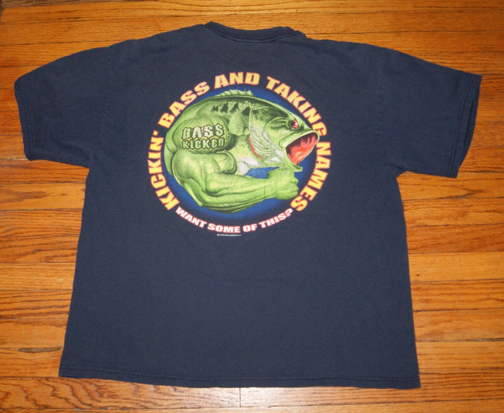 Vintage TShirt Mens XL Blue Fishing